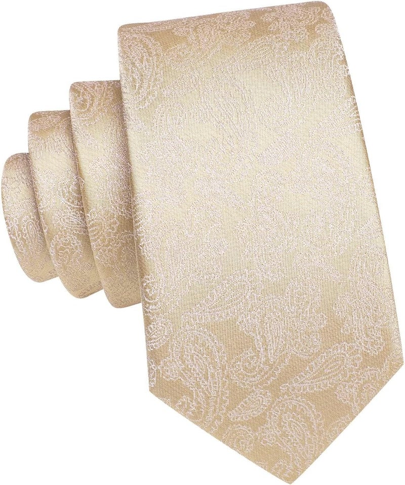 Dubulle Ties for Boys Self Tie Silk Paisely Striped Kids Necktie and Pocket Square Set for Age 8-11 - Image 1